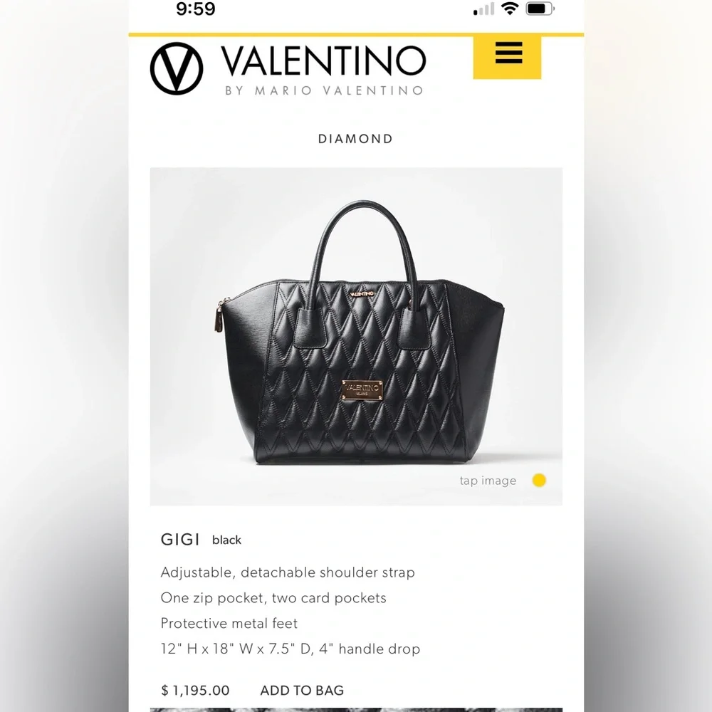 ❗️SOLD❗️ VALENTINO Diamond GIGI Satchel Bag - Picture 5 of 13